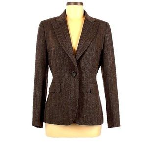 Tahari 6 black/white 1 button double breasted‎ fully lined career classic blazer